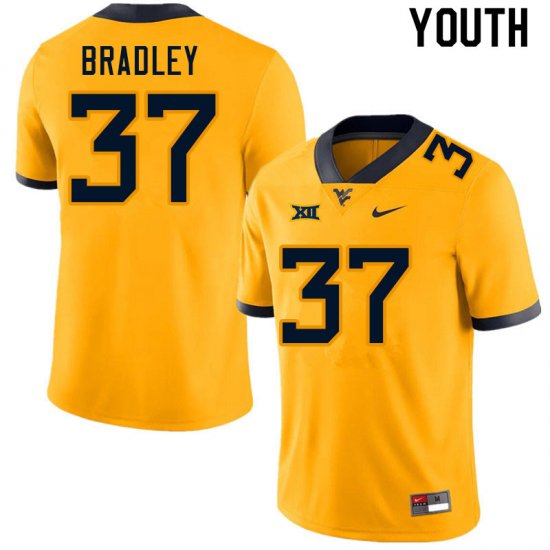 Youth West Virginia Mountaineers NCAA #37 L'Trell Bradley Gold Authentic Nike Stitched College Football Jersey WV15P20NB